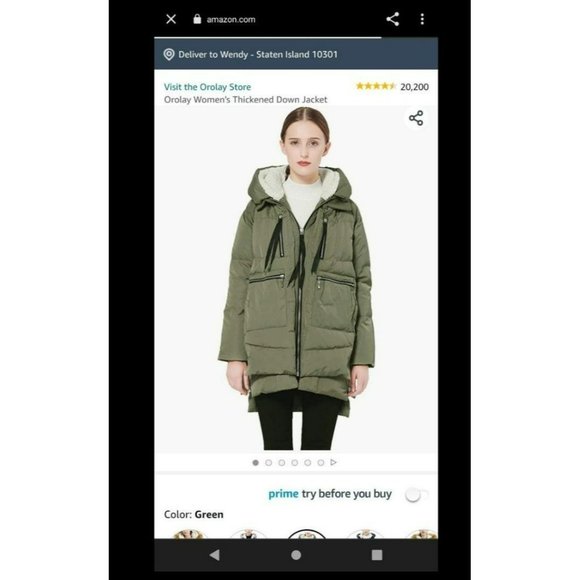 The Amazon Jacket: Green Orolay Duck Down Feathered Jacket SIZE Medium - Picture 10 of 11